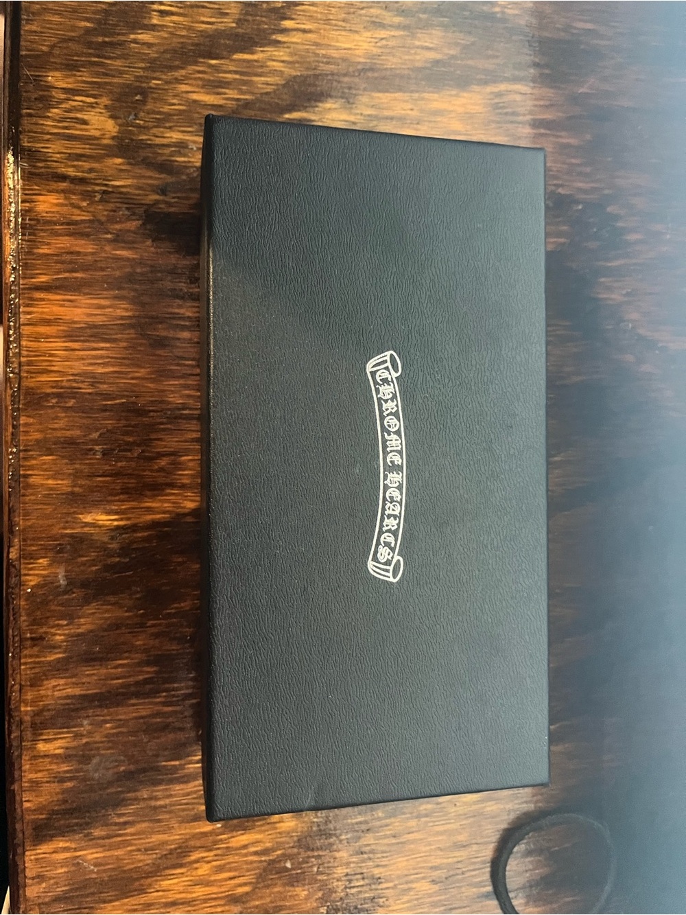 Chrome Hearts Black Leather Eyewear Case with White Logo